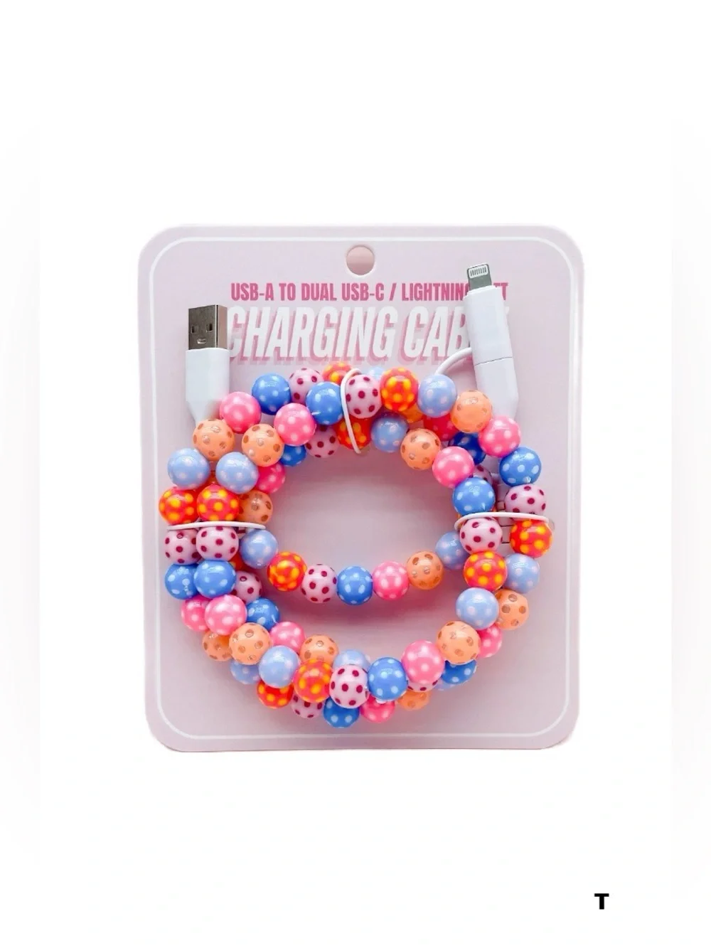 TIK TOK BEADED DUAL USB FAST CHARGING CABLE